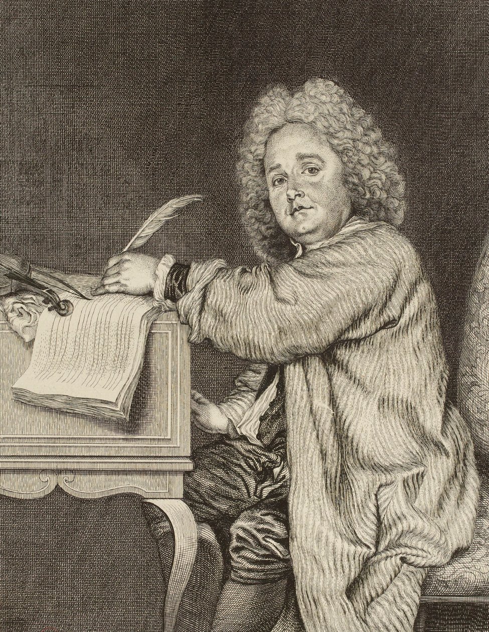 Ritratto del compositore Jean-Féry Rebel 1666-1747, dopo il 1718 da Jean Moyreau