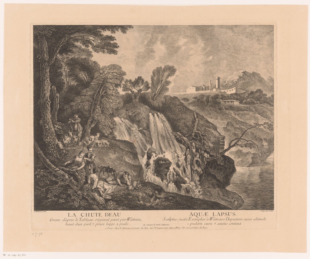 Figure riposanti presso una cascata (serie di opere di Antoine Watteau) da Jean Moyreau