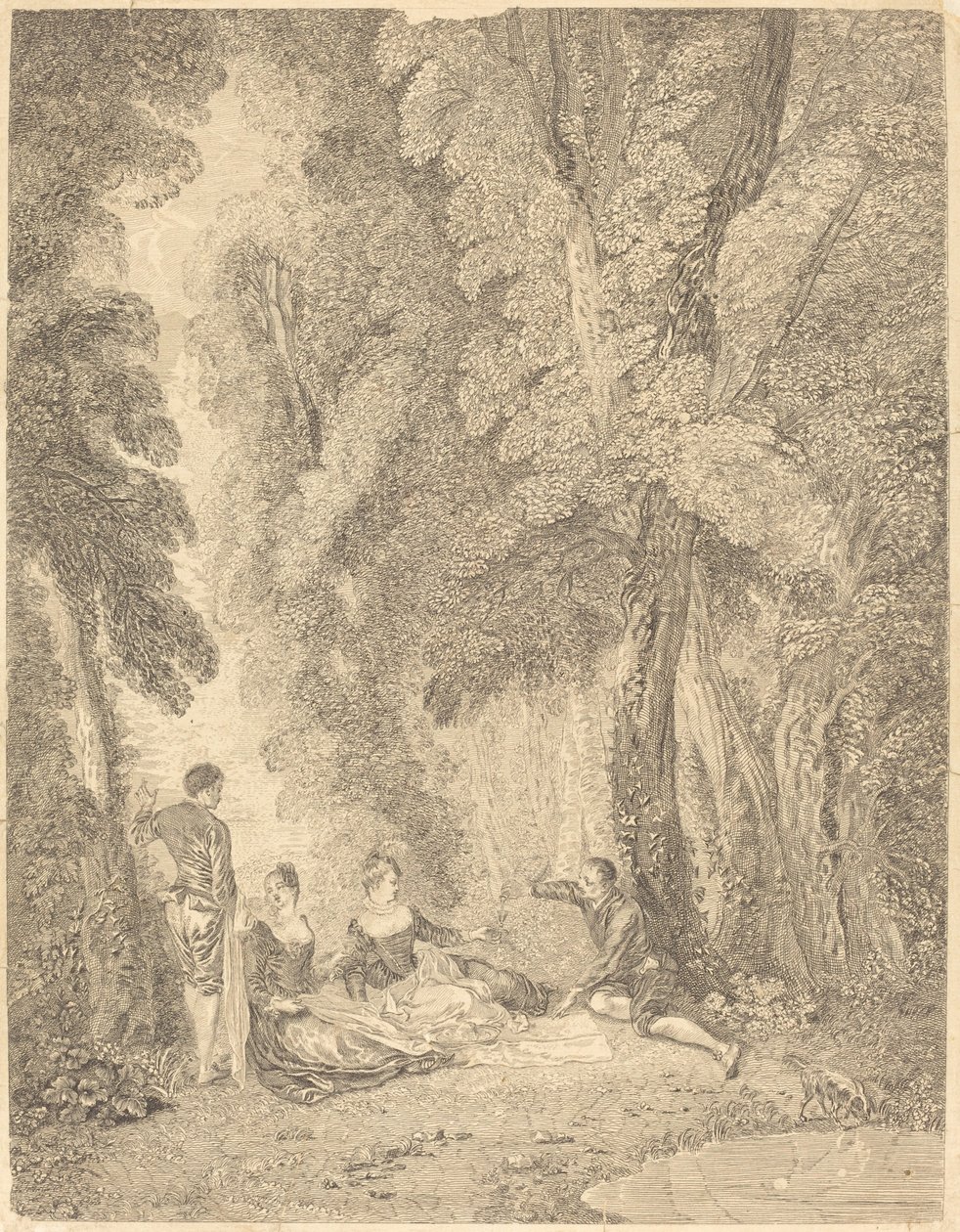 La colazione da Jean Moyreau after Antoine Watteau