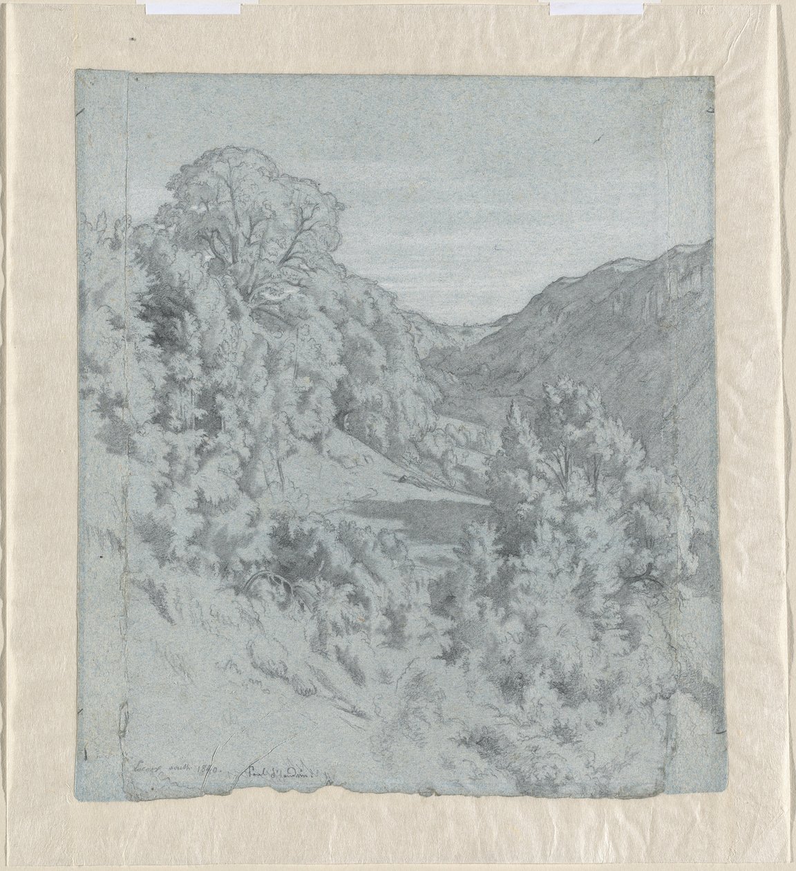 Alberi illuminati dal sole in una valle vicino a Lacoux da Jean Paul Flandrin