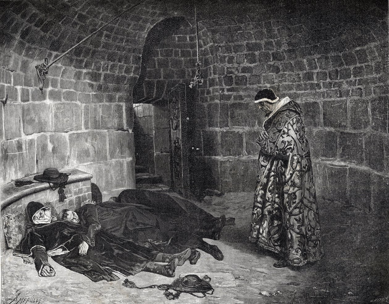La vendetta di Papa Urbano VI (1318-1389) - La vendetta di Papa Urbano VI (tortura e scompare i suoi stessi cardinali) - incisione di Laurens da Jean Paul Laurens