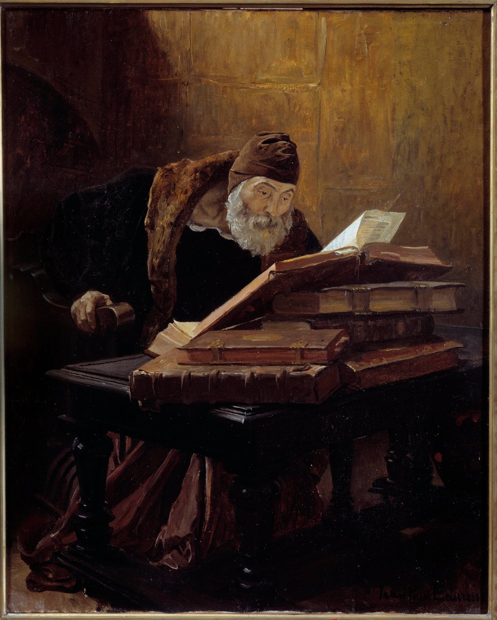 Il vecchio scienziato. Dipinto di Jean Paul Laurens da Jean Paul Laurens