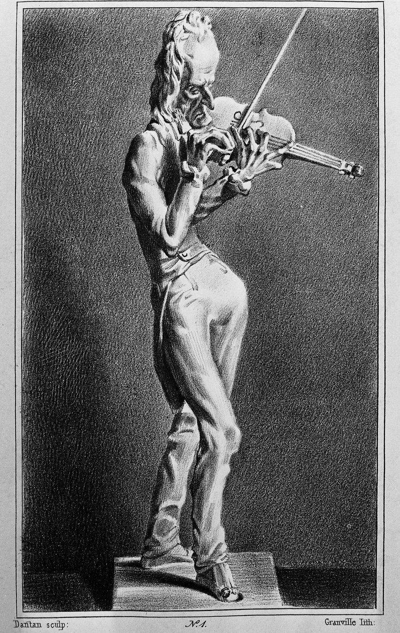 Niccolò Paganini (1782-1840), violinista e compositore italiano. Caricatura dopo la scultura di Jean Pierre Dantan il giovane da Jean Pierre (after) Dantan