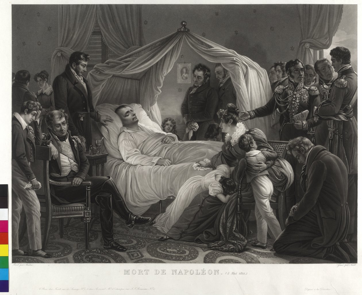 Napoleone I sul letto di morte circondato da abider da Jean Pierre Marie Jazet