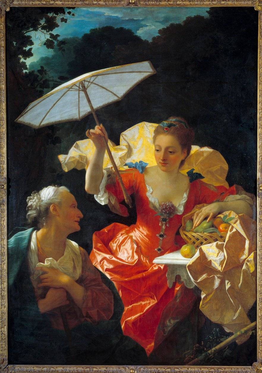 Vertumno e Pomona: Vertumno, innamorato della ninfa Pomona, si traveste da vecchia per avvicinarla da Jean Ranc