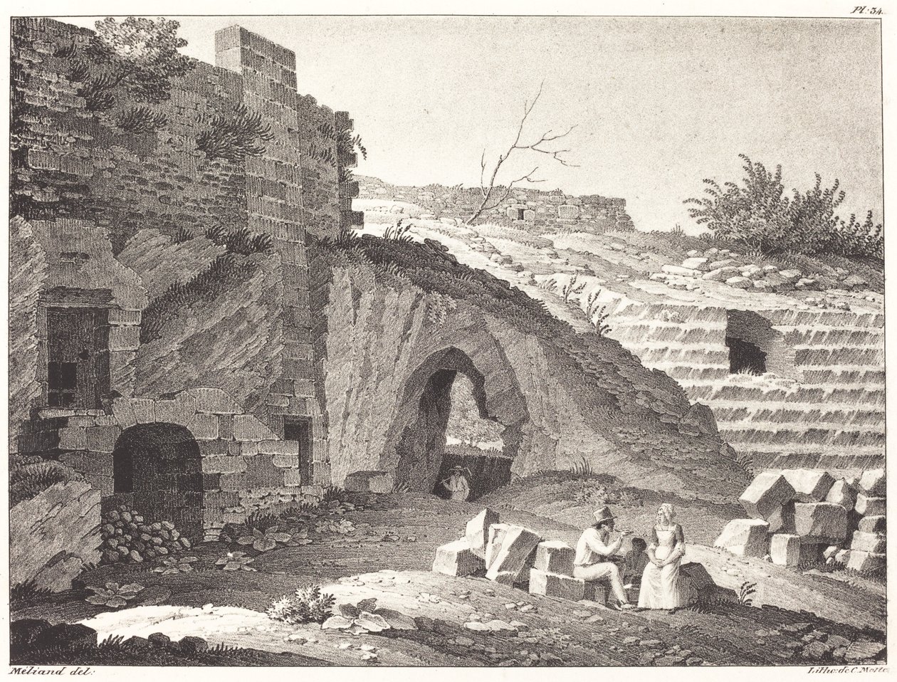 Rustici che fanno un picnic tra le rovine da Jean René Méliand