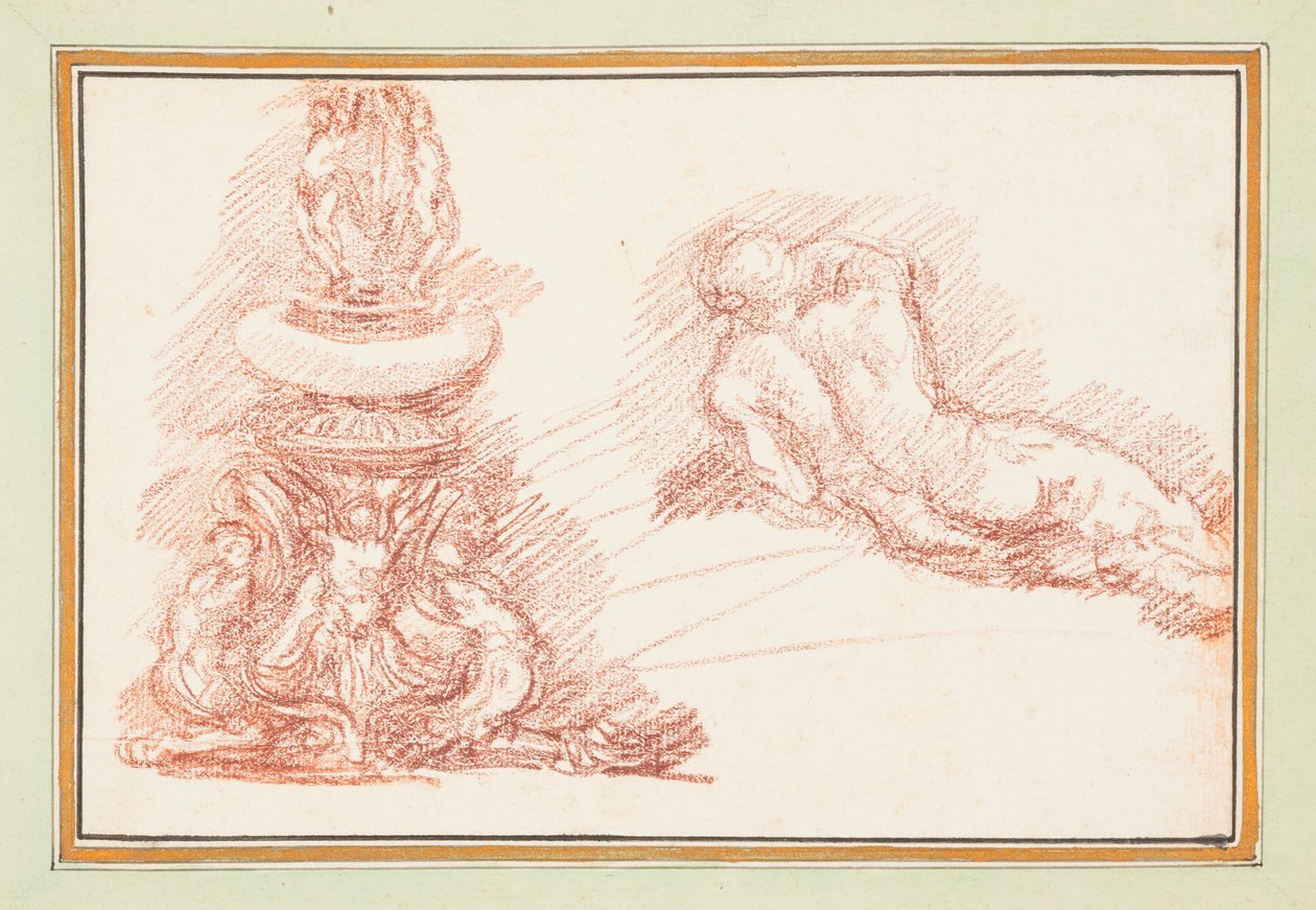 Fontana e figura maschile nuda da Jean Robert Ango