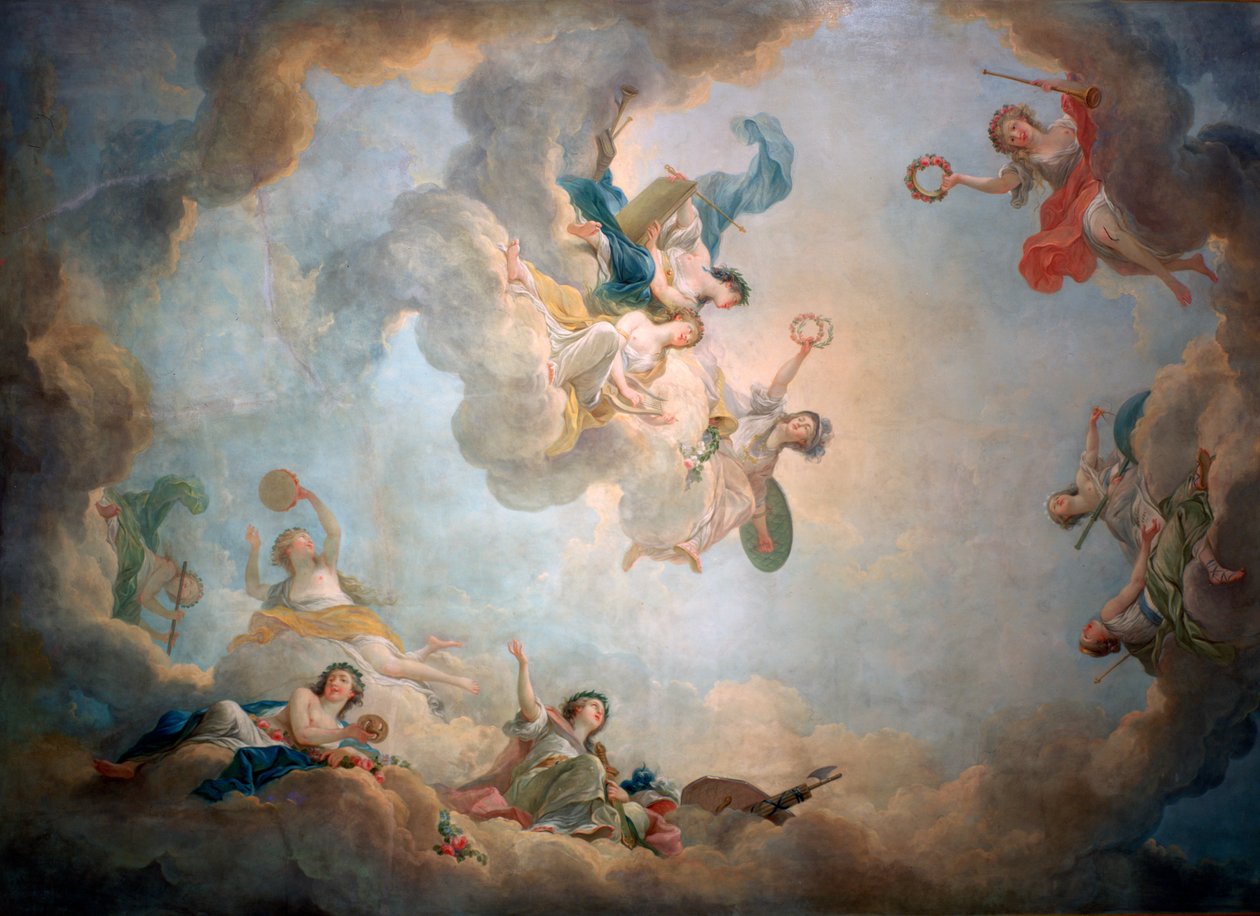 Soffitto della sala giochi di Maria Antonietta, Castello di Fontainebleau, c1763-1811 da Jean Simon Berthelemy