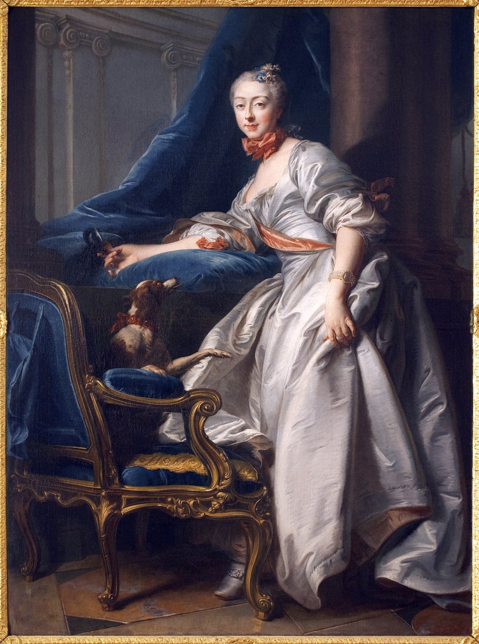 Ritratto di Marie Anne de Montboisier Beaufort Canillac, Marchesa di Caumont. Dipinto di Jean Valade (1709-1787), olio su tela da Jean Valade