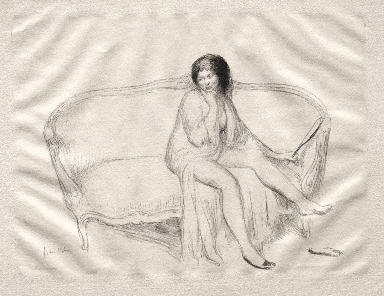 Donna nuda seduta su un divano da Jean Veber