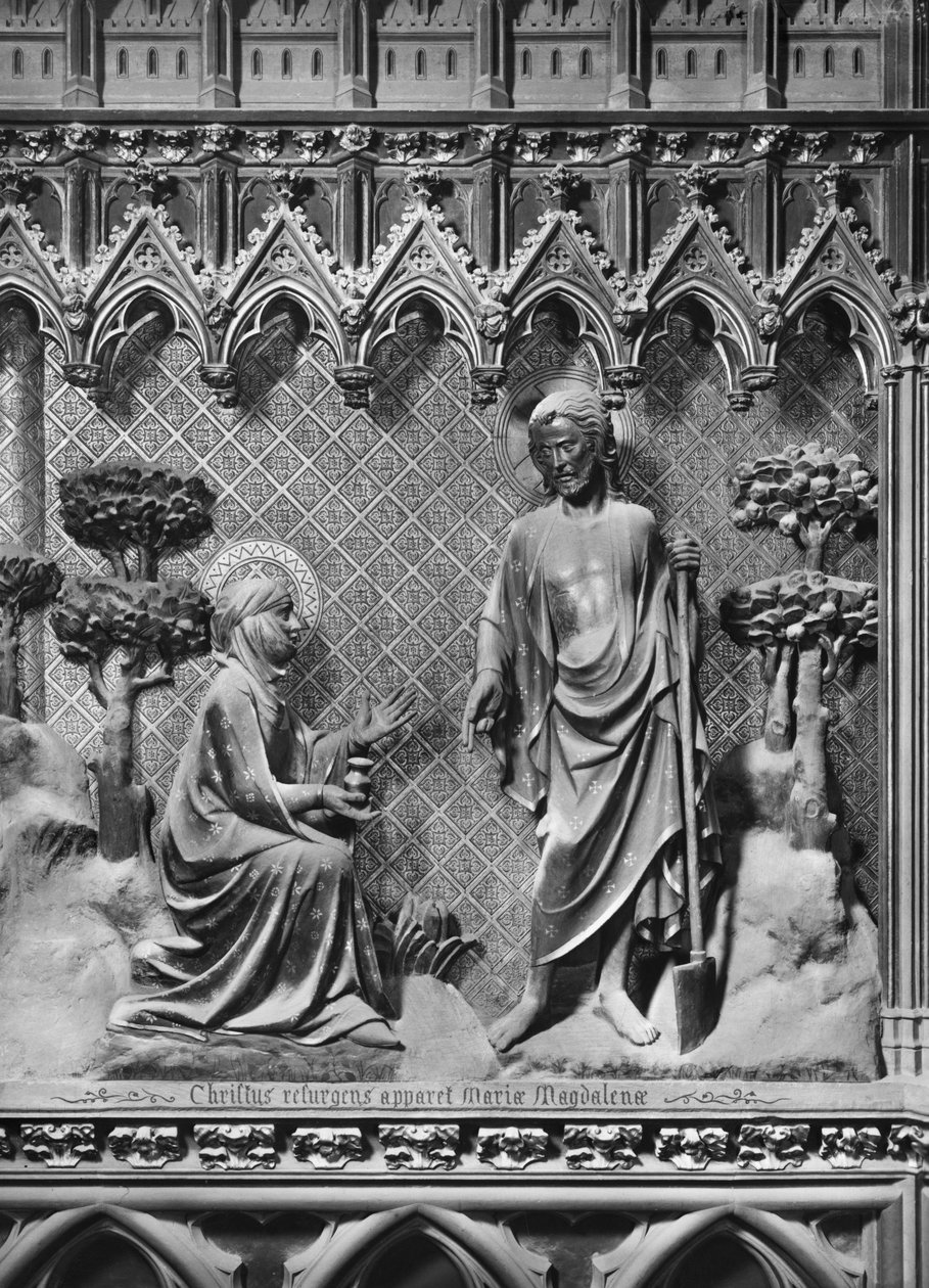 Cattedrale, interno, schermo del coro, Gesù Cristo appare a Maria Maddalena, c.1340-51 da Jean and Jean Le Boutellier Ravy