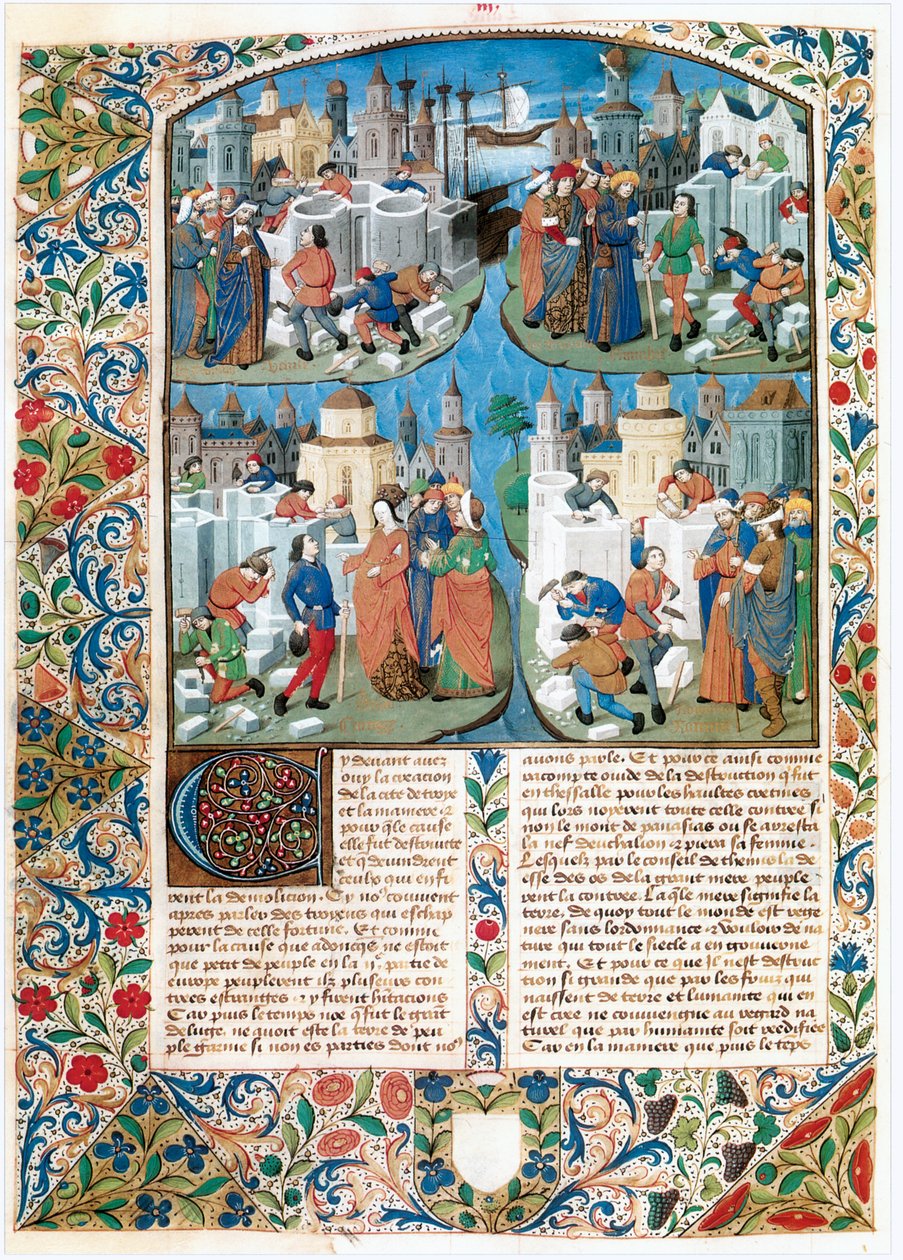 Chronique de la Bouquechardiere, storia del mondo composta da Jean de Courcy, seigneur de Bourg-Achard (pergamena) da Jean de Courcy