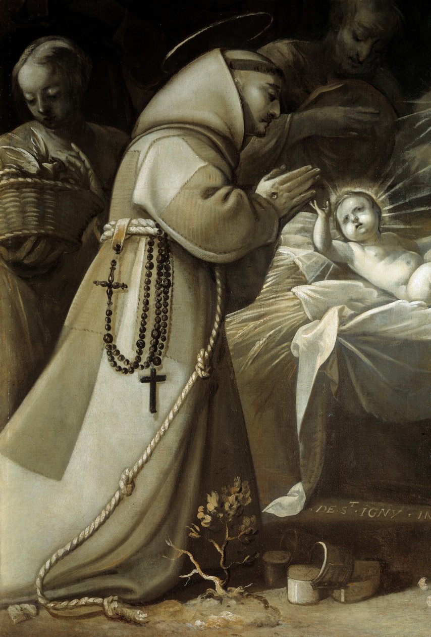 Adorazione dei pastori (un monaco che prega davanti al bambino Gesù) da Jean de Saint Igny