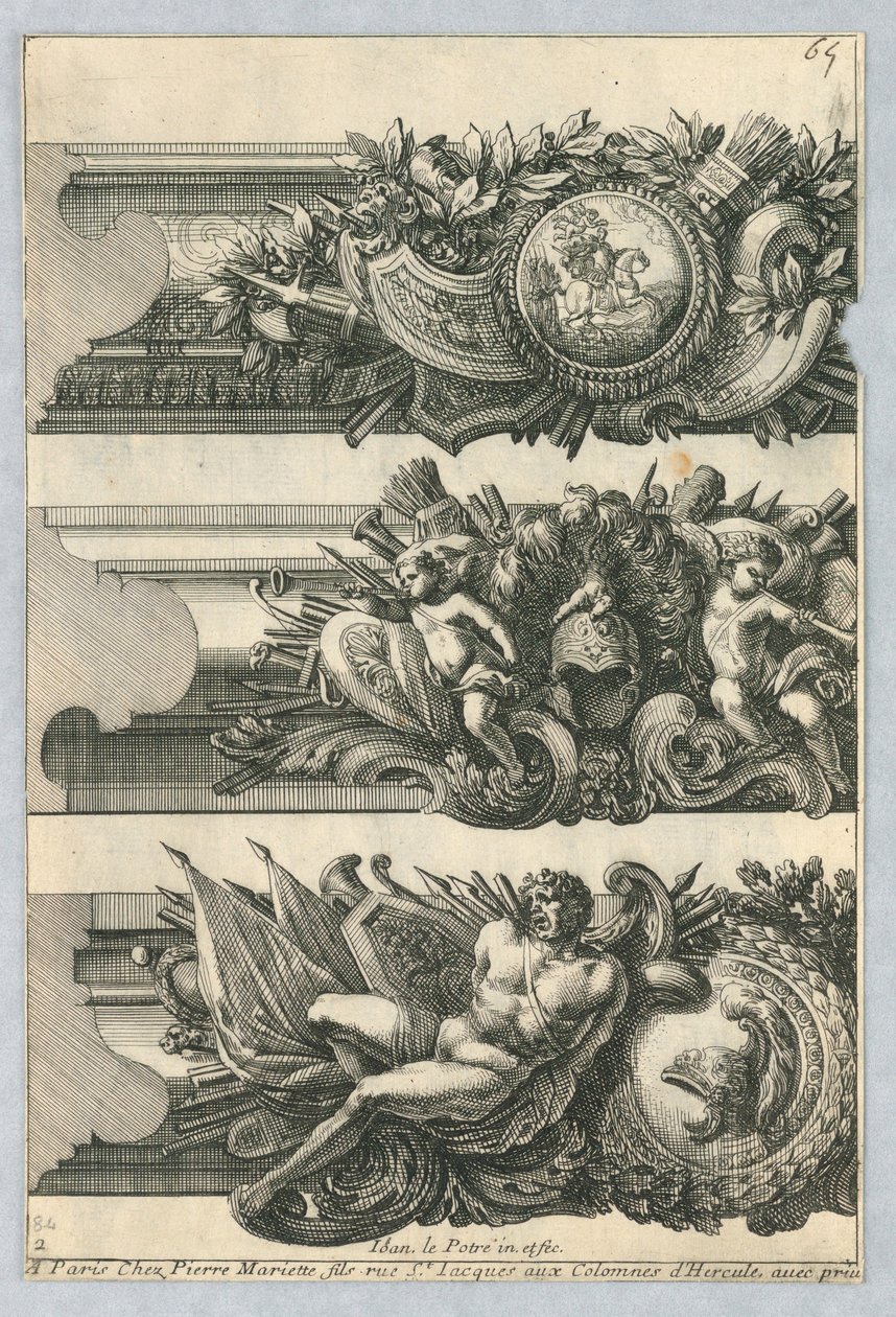 Design per cornici dipinte, da "Bordures de Tableau" da Jean le Pautre