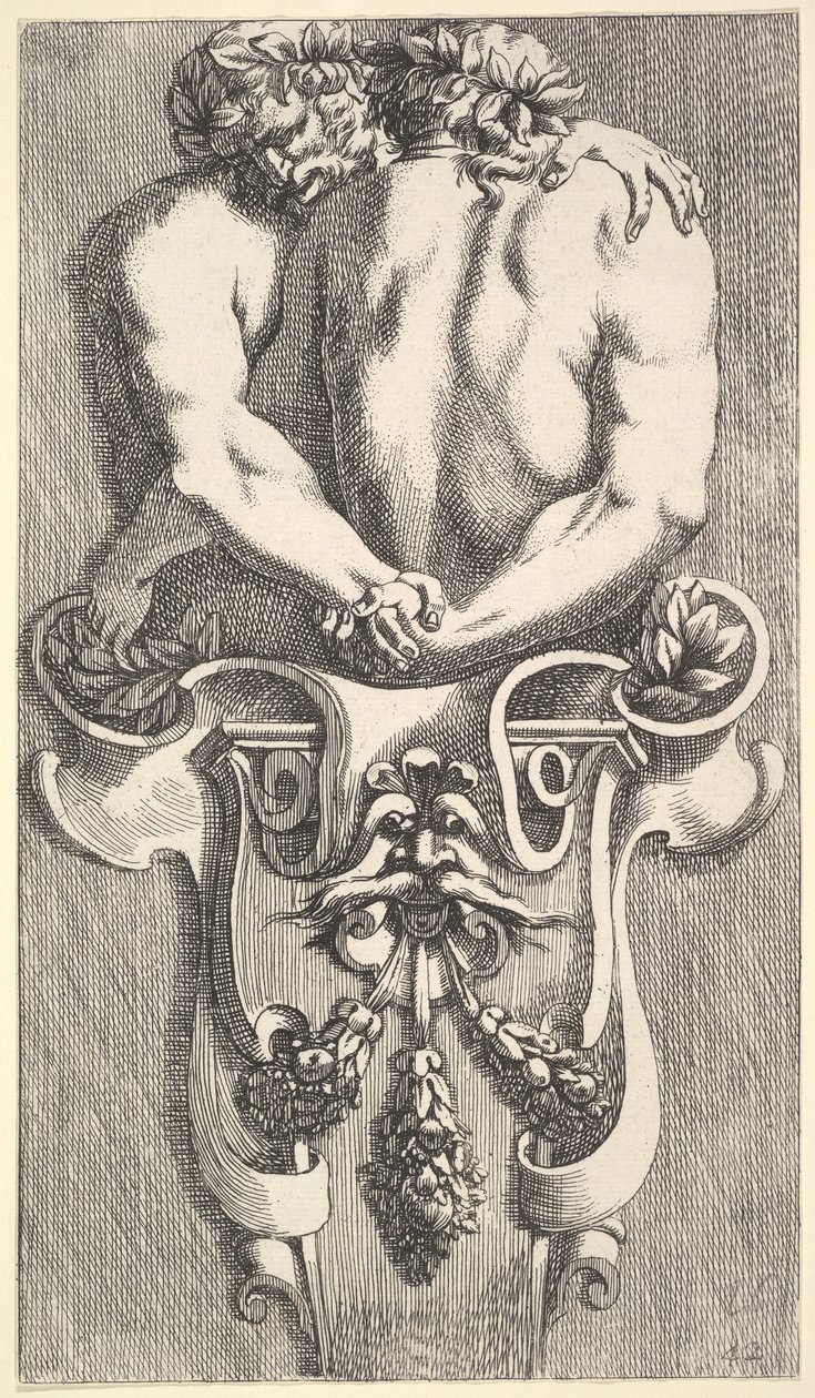 Progetto per un termine con due satiri abbracciati, da: Curieuses recherches de plusieurs beaus da Jean le Pautre