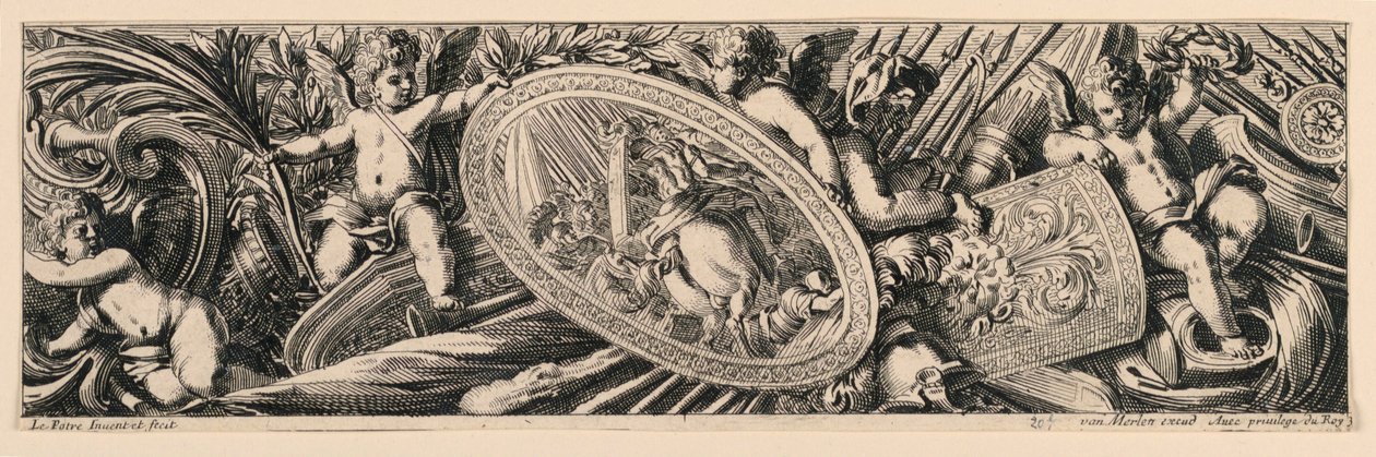 Fregio: Trofei di armi e putti da Jean le Pautre