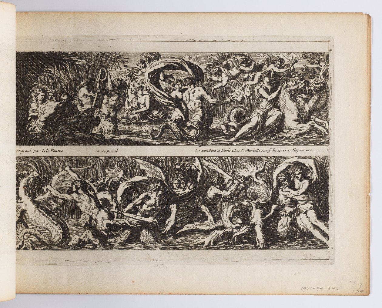 Tavola da "Frises, feuillages ou tritons marins, à la romaine" da Jean le Pautre