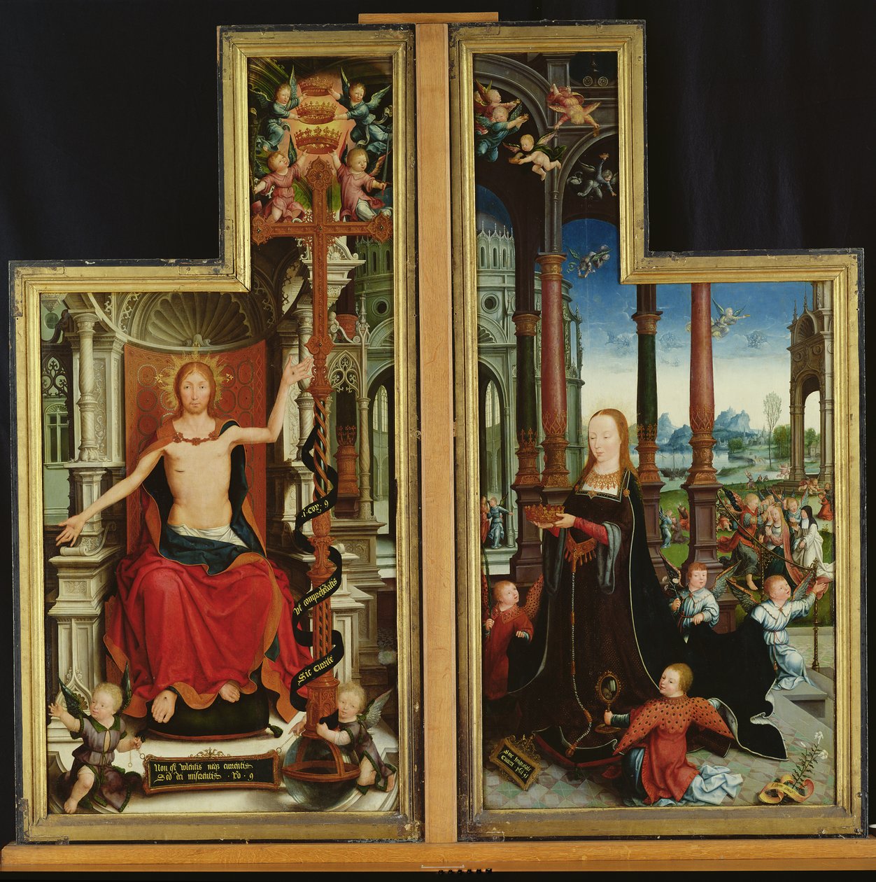 Polittico della Glorificazione della Santissima Trinità, pannelli raffiguranti Cristo in trono e la Vergine, 1509-15 da Jean the Elder Bellegambe