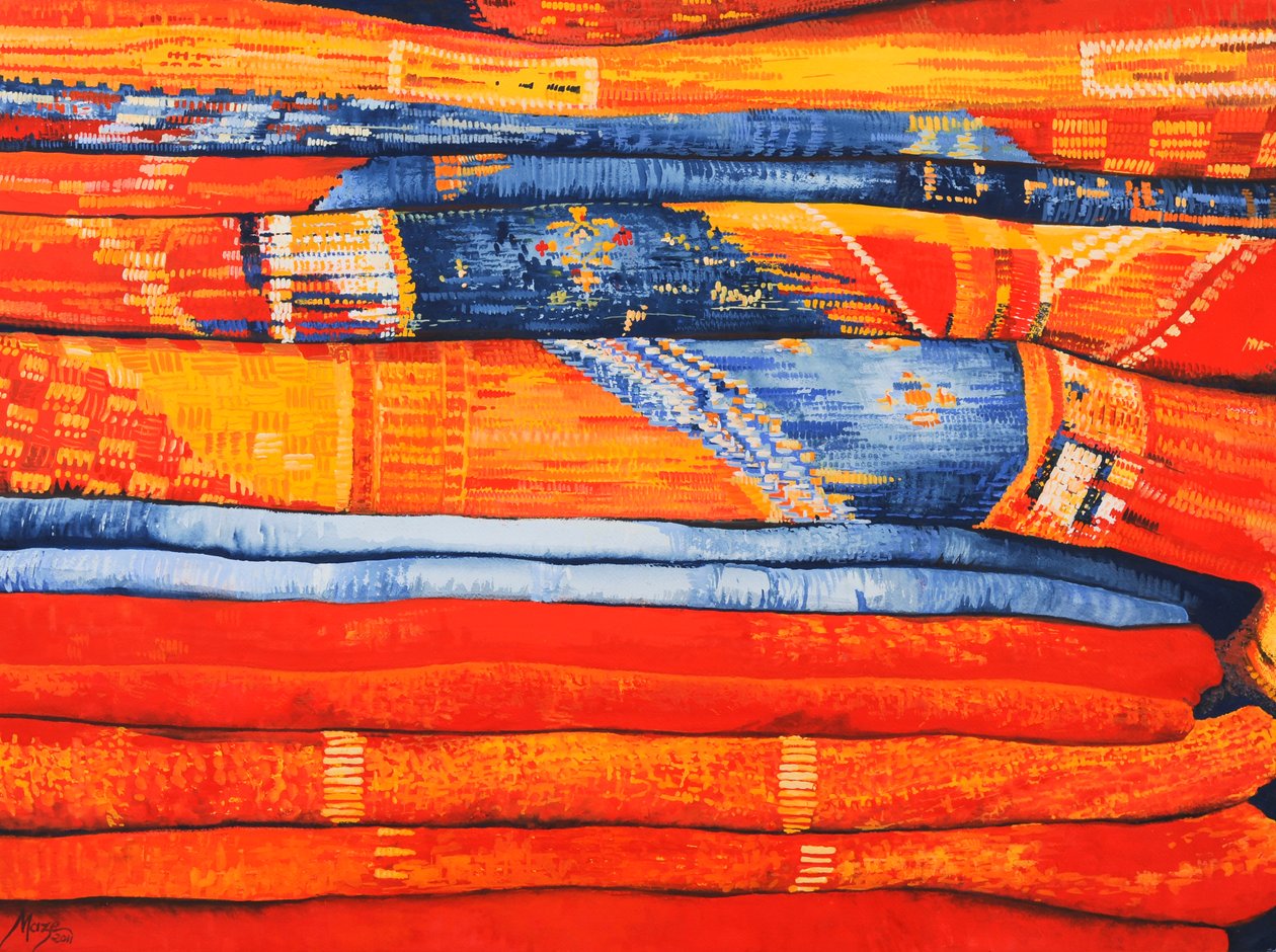 Tessuti marocchini 6, 2013 (gouache su carta) da Jeanne Maze