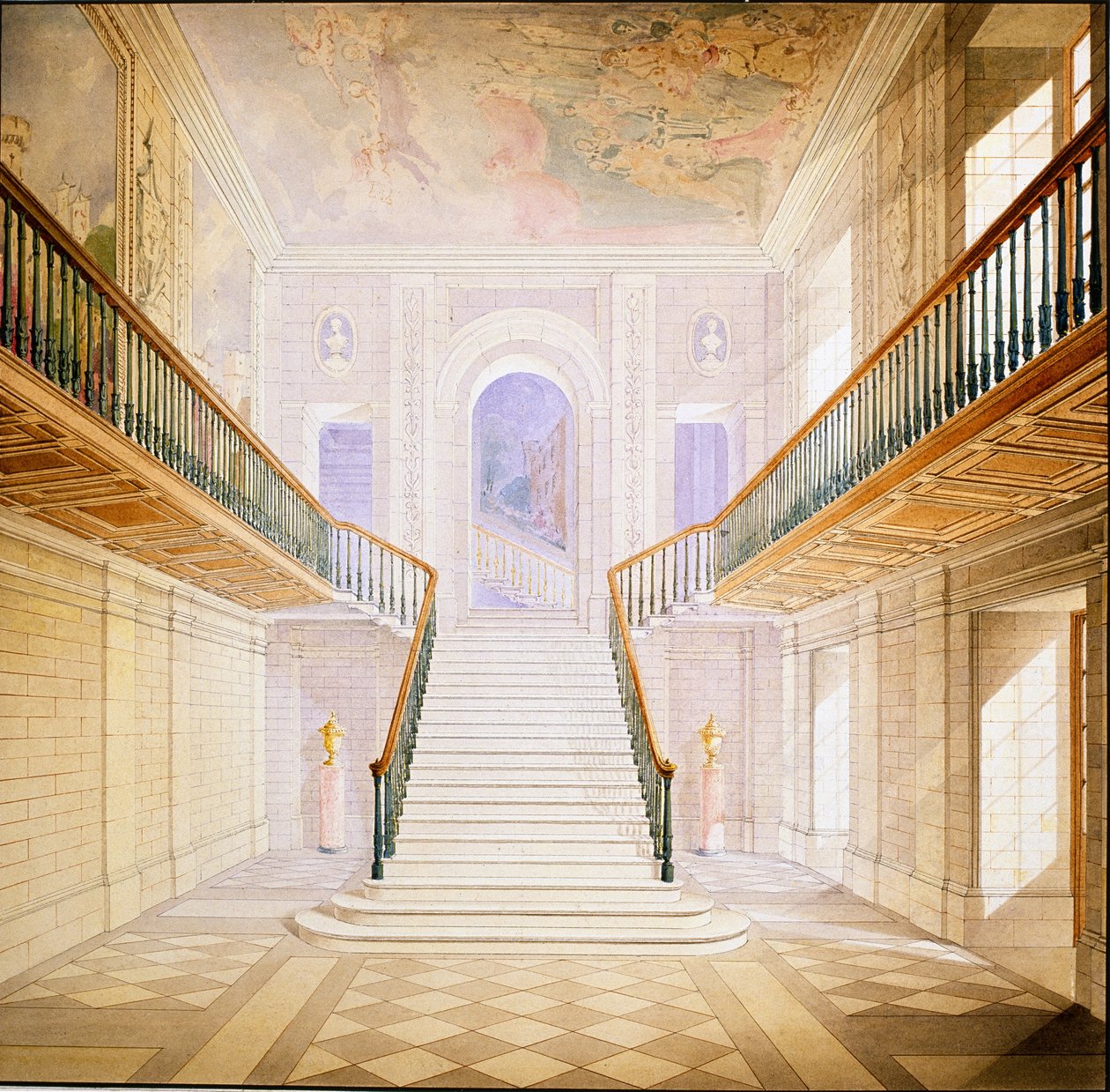 Progetto per una scala nella Painted Hall, Chatsworth da Jeffry Wyatville