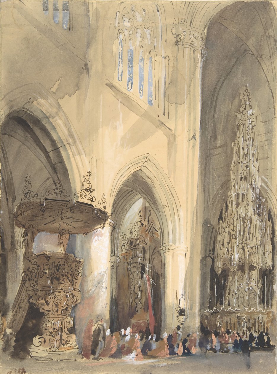Interno della Chiesa di San Giacomo, Lovanio da Jenaro Pérez Villaamil