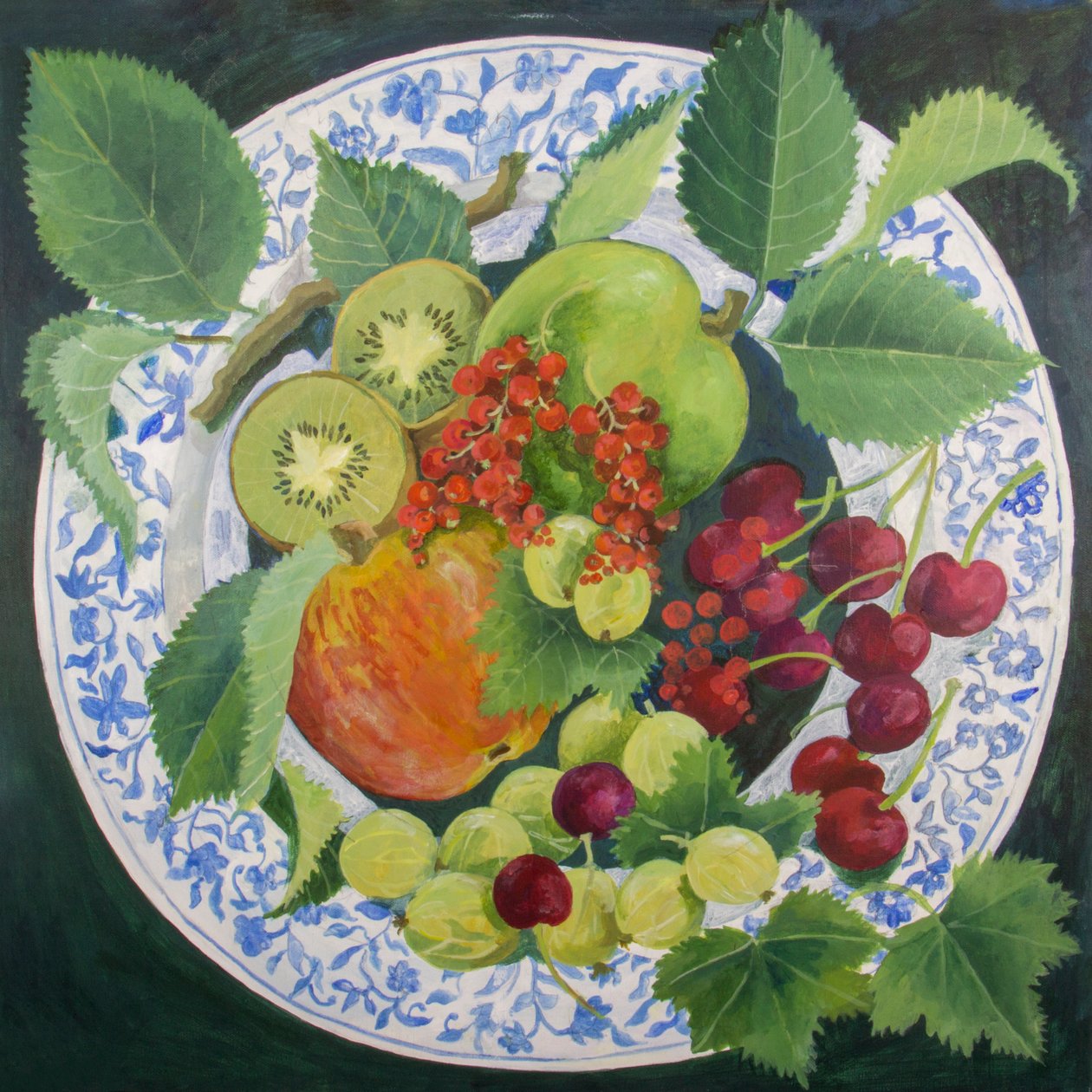Mele e uva, 2018 (acrilico su tela) da Jennifer Abbott