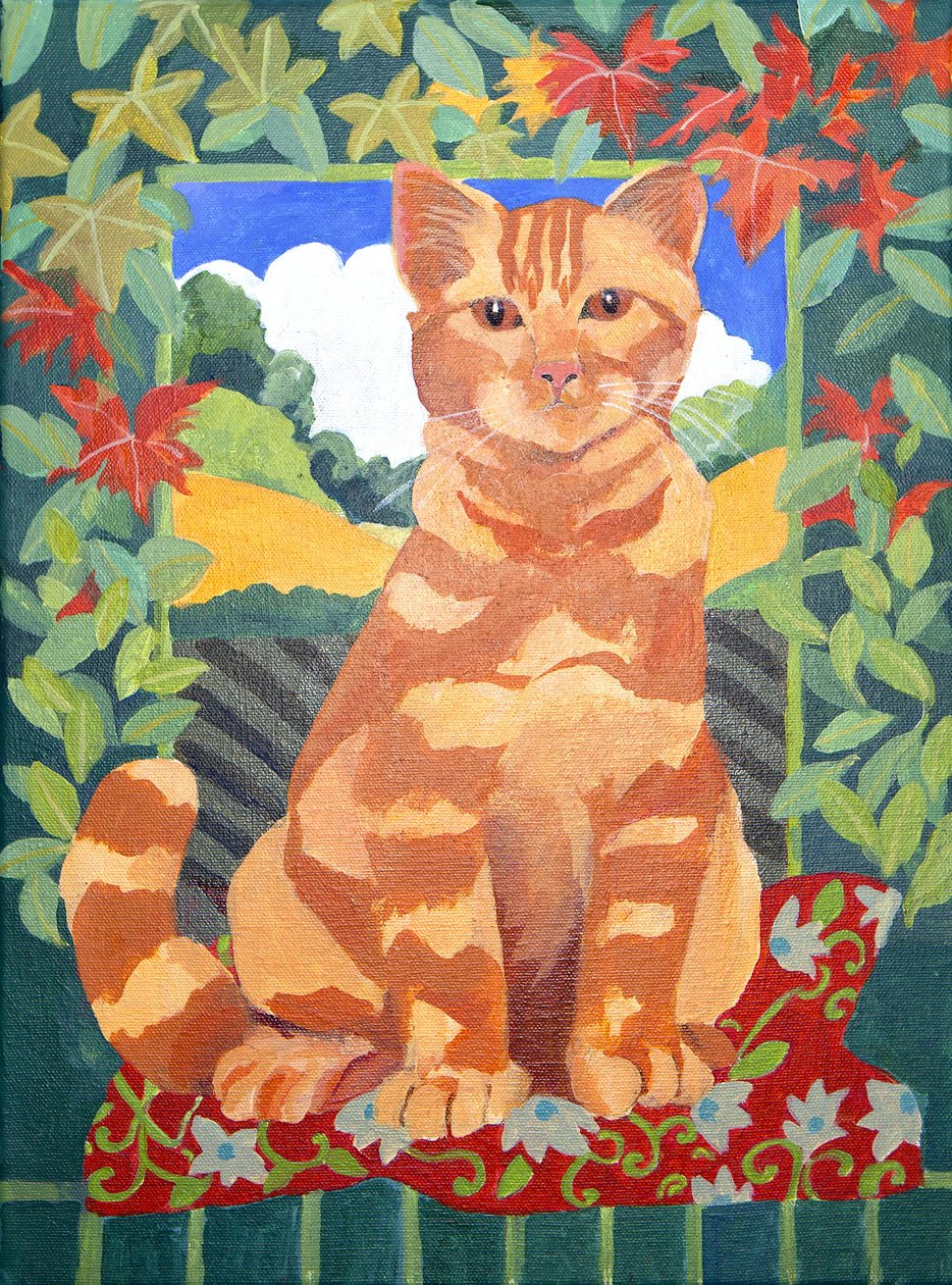 Gatto, 2014 (acrilico su tela) da Jennifer Abbott