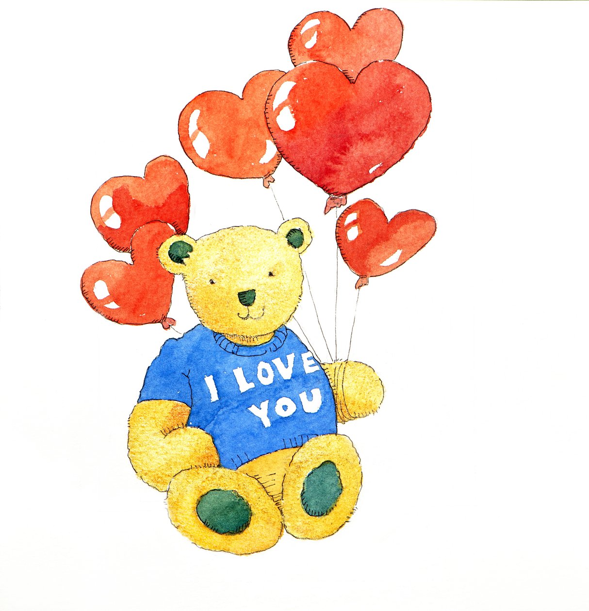 Ti amo orso - palloncino, 2011 (acquerello) da Jennifer Abbott
