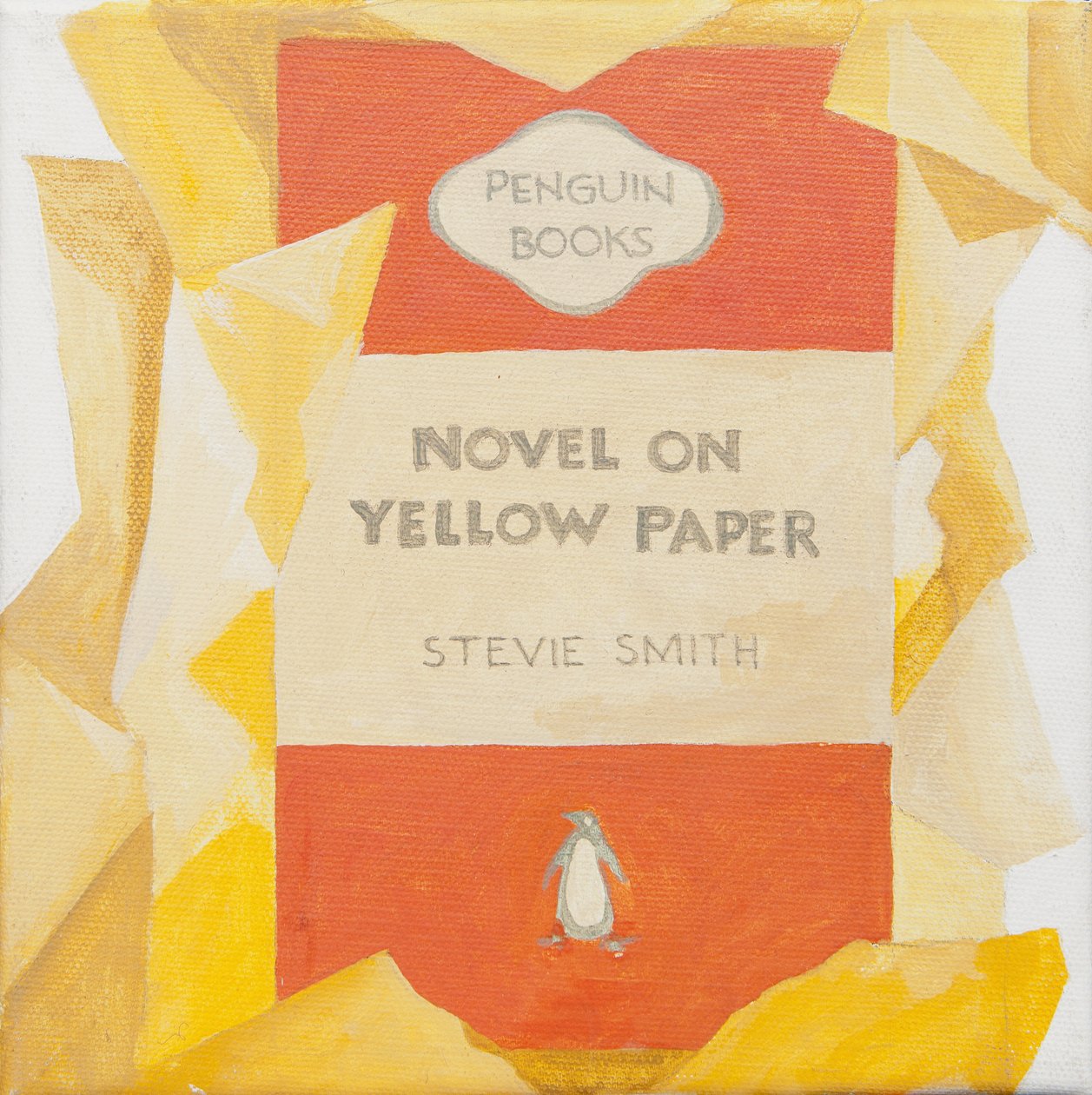 Copertina del libro Penguin. Romanzo su carta gialla (acrilico) da Jennifer Abbott