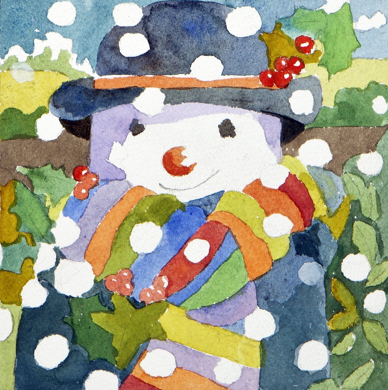 Pupazzo di neve, 2011 (acquerello) da Jennifer Abbott