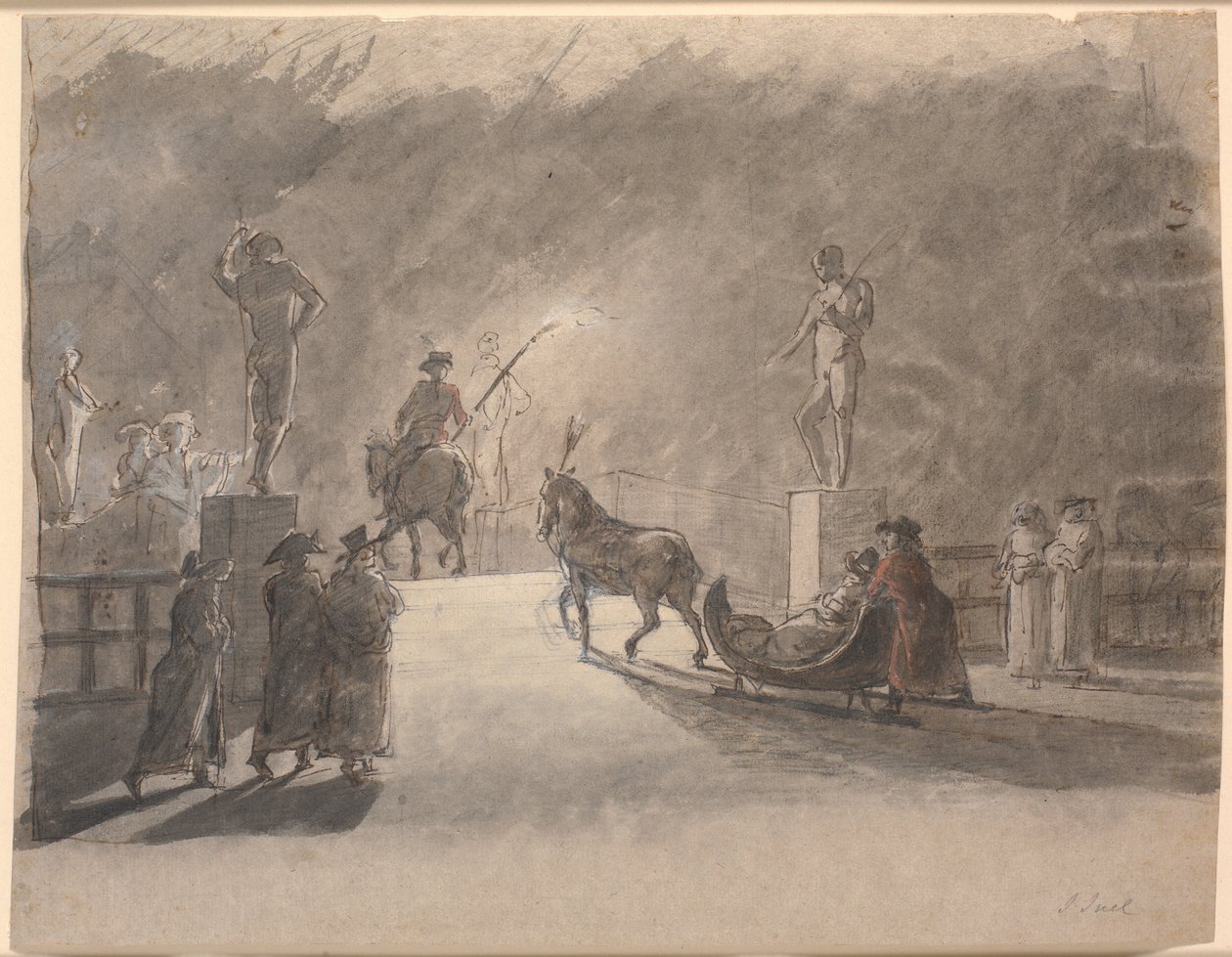 Una corsa in slitta alla luce delle torce sul ponte di Holmen da Jens Juel