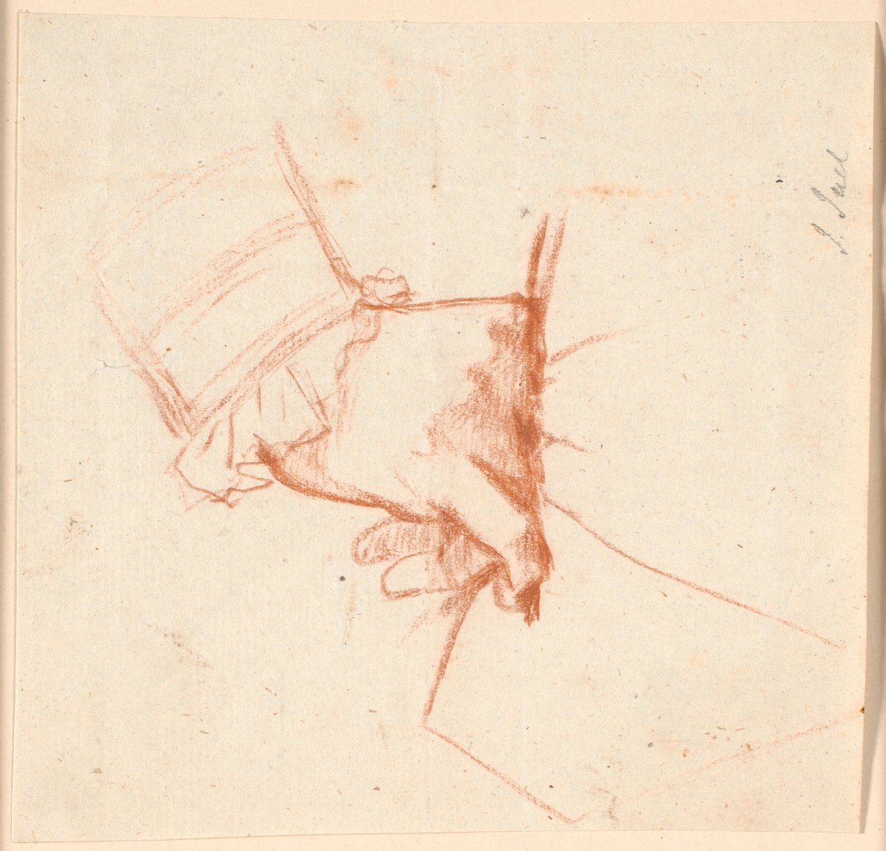 La mano destra di un uomo posta sul fianco da Jens Juel