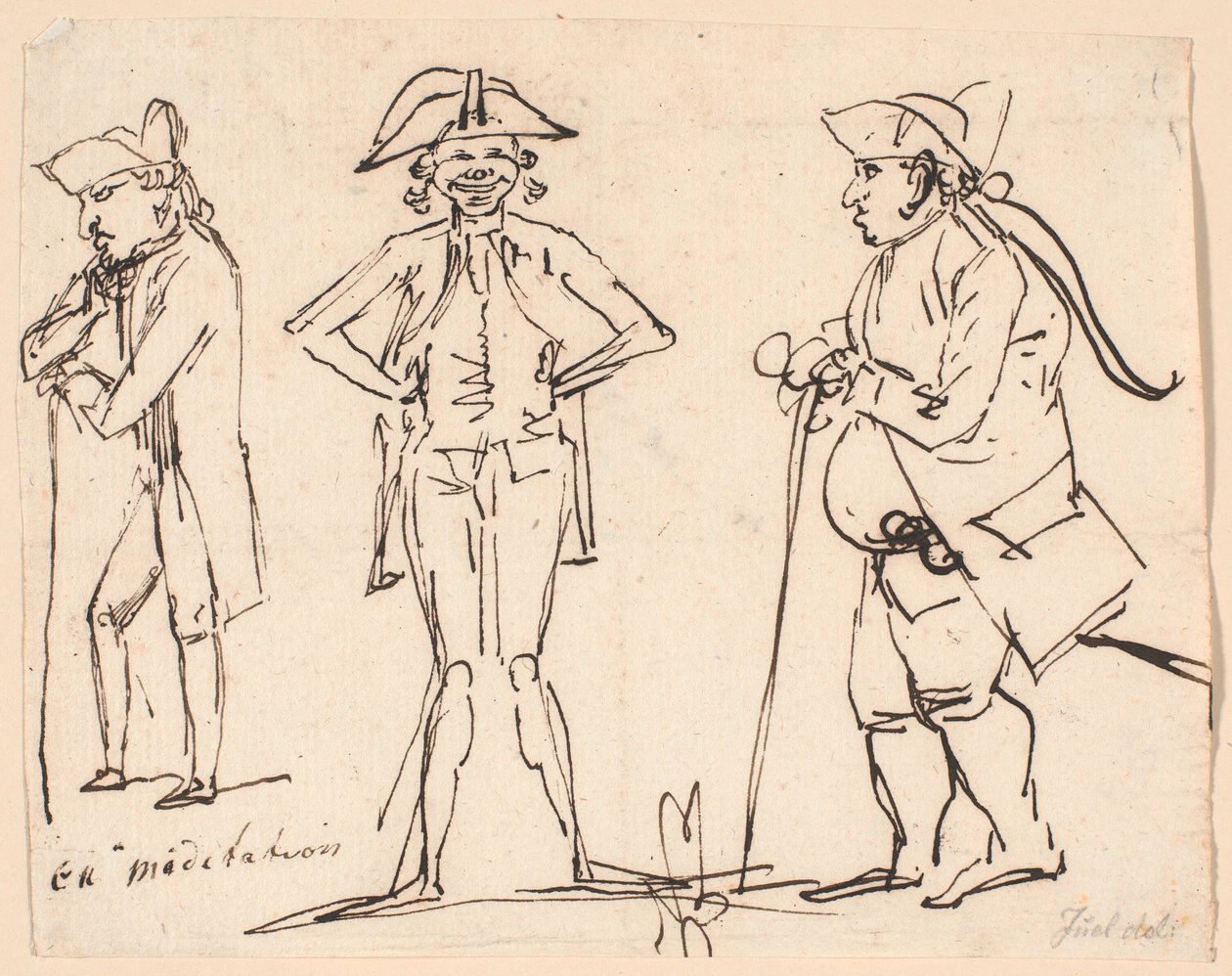 Meditazione. Caricature di Clemens, Juel e Charles Bonnet da Jens Juel