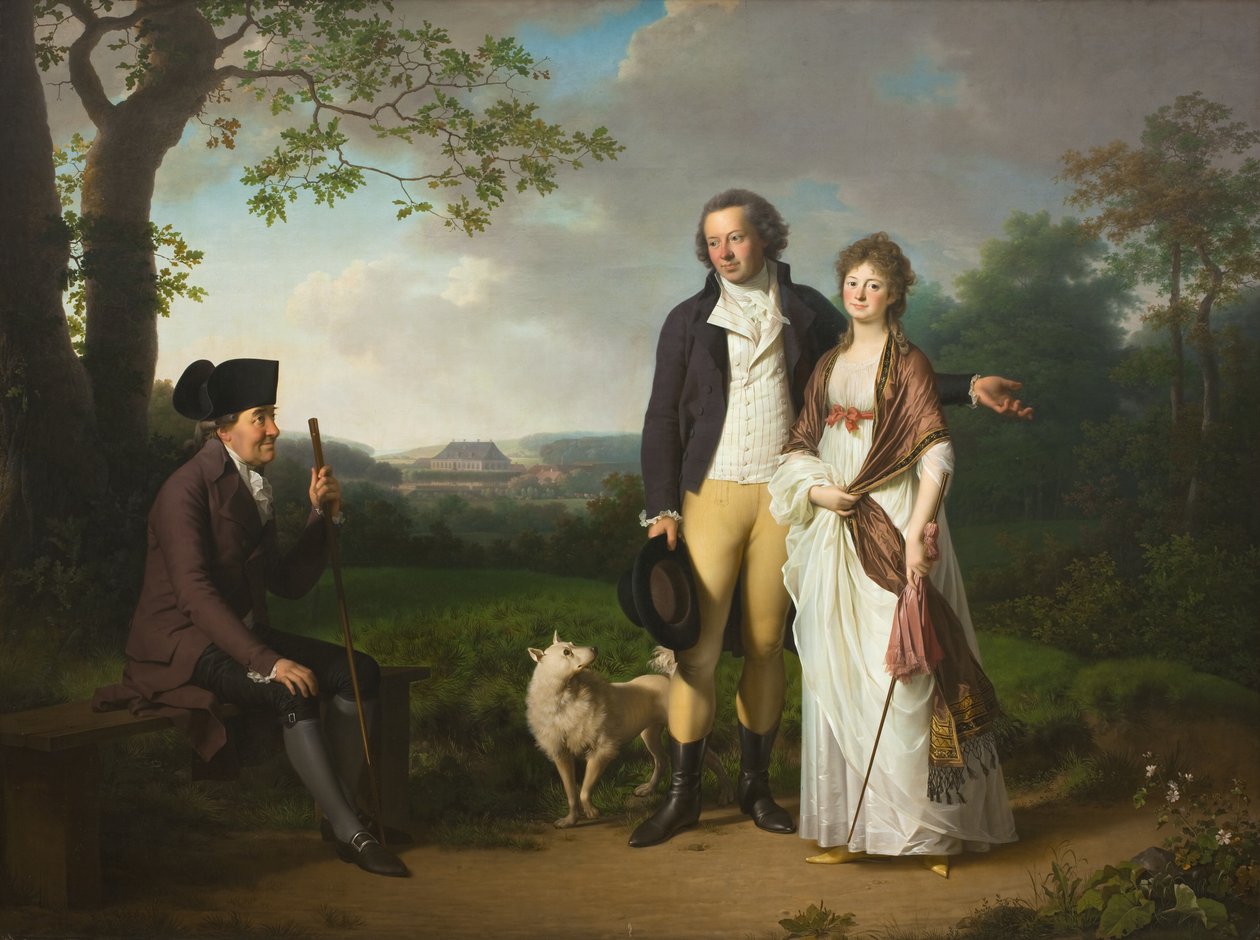 Niels Ryberg con suo figlio Johan Christian e sua nuora Engelke, nata Falbe da Jens Juel