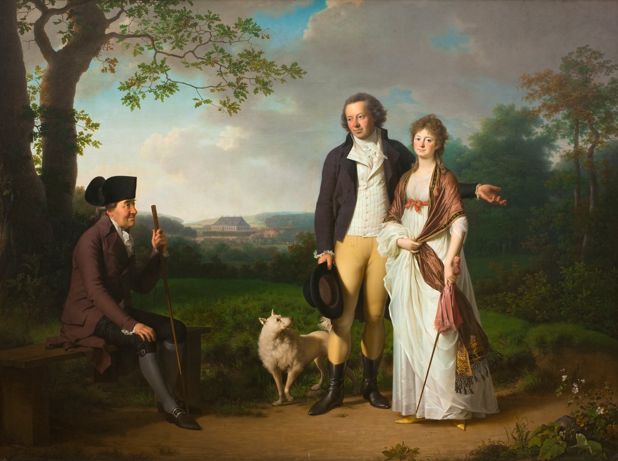 Niels Ryberg con suo figlio Johan Christian e sua nuora Engelke, nata Falbe da Jens Juel