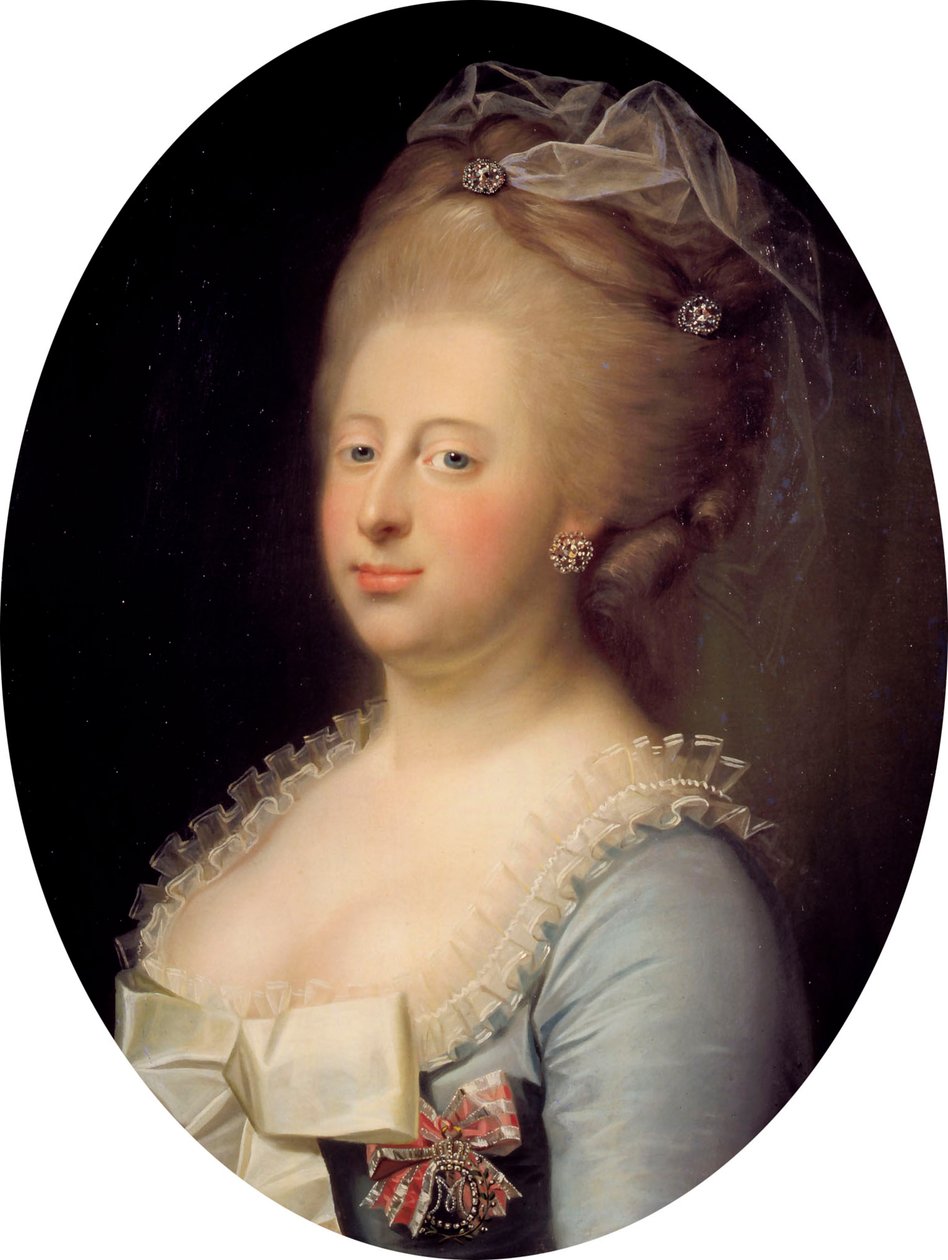 Ritratto di Caroline Matilda di Gran Bretagna 1751-1775, Regina di Danimarca, 1771 da Jens Juel