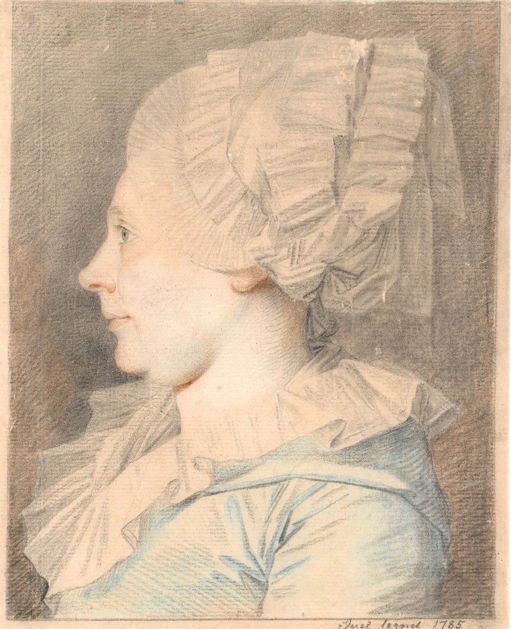 Ritratto di Anne Cathrine Maaløe, nata Basse. Profilo a sinistra da Jens Juel