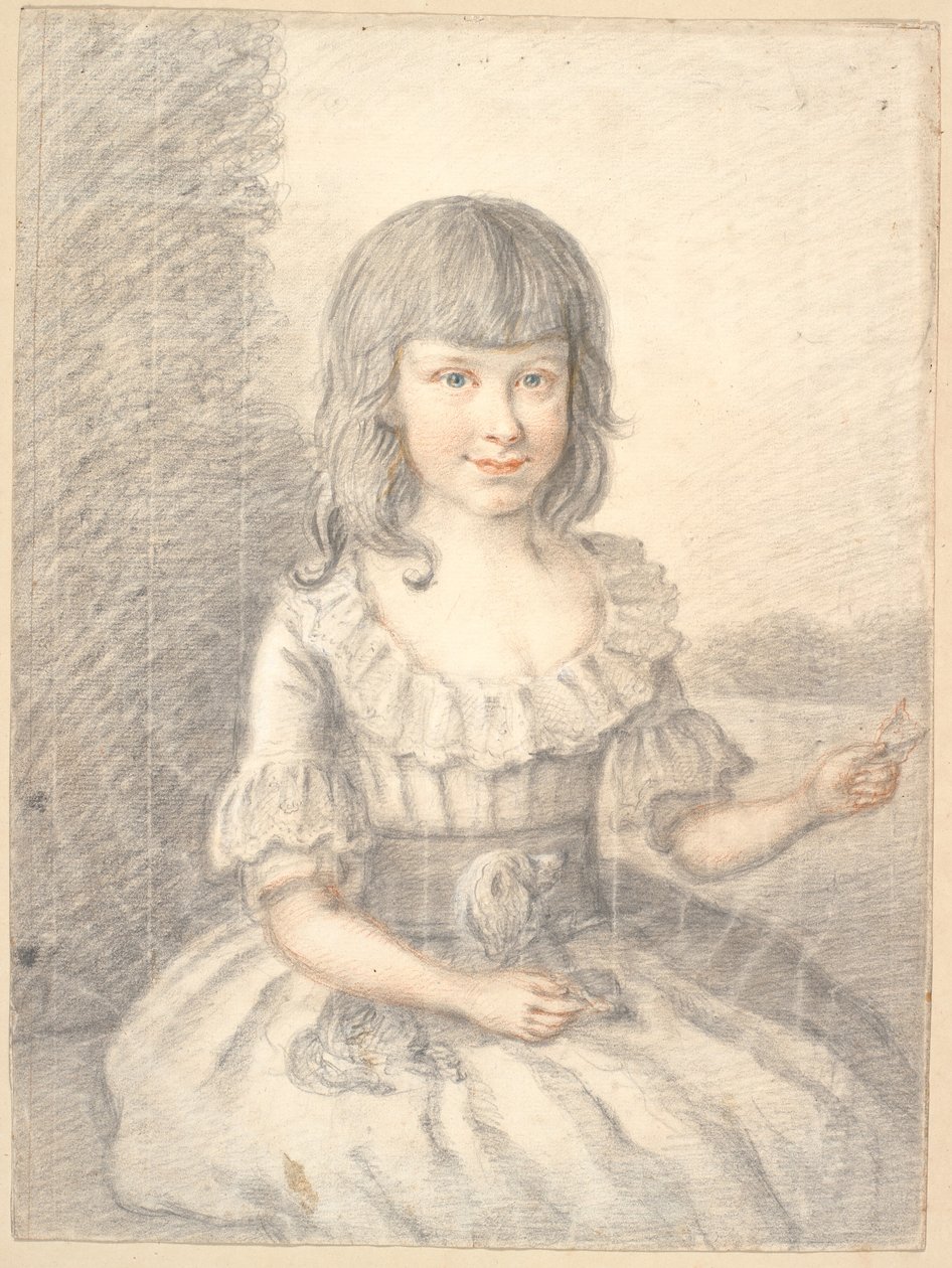 Ritratto di una bambina con un cane da Jens Juel