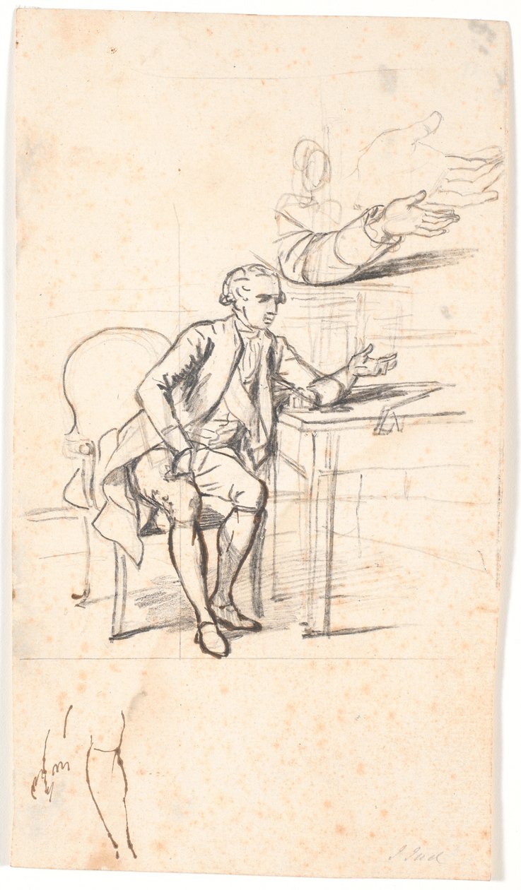 Studio per il ritratto di famiglia Holmskiold del 1787: consigliere segreto Theodor Holmskiold seduto a un tavolo da Jens Juel