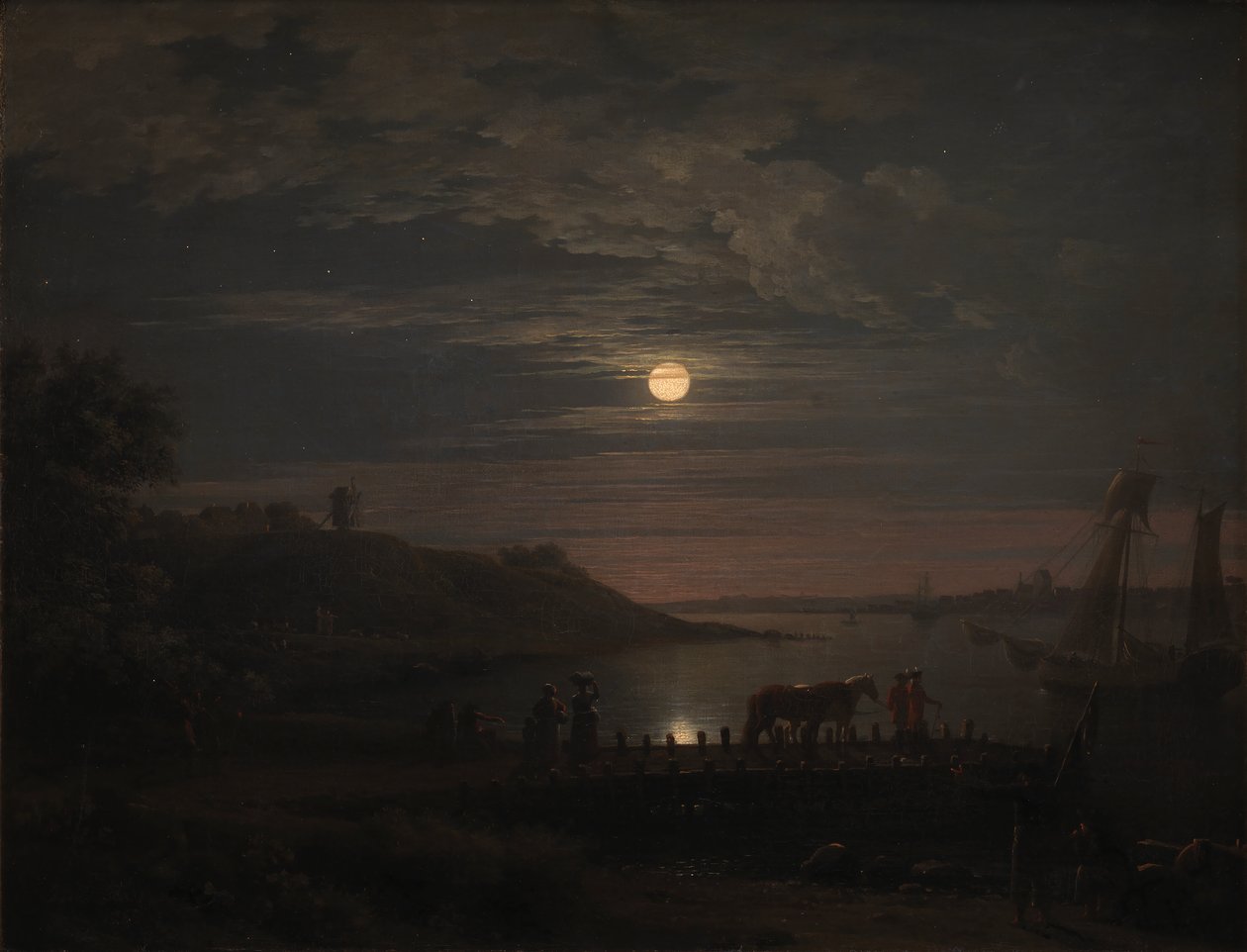 Attraversamento del Piccolo Belt a Snoghøj. Sorgere della luna von Jens Juel