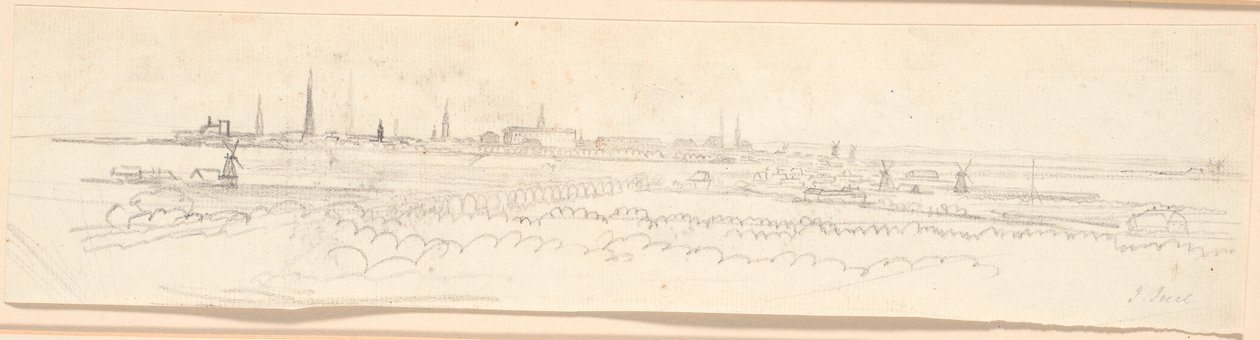 Veduta di Copenaghen da Frederiksberg Bakke. Studio di sfondo per il ritratto di Federico VI come principe ereditario da Jens Juel