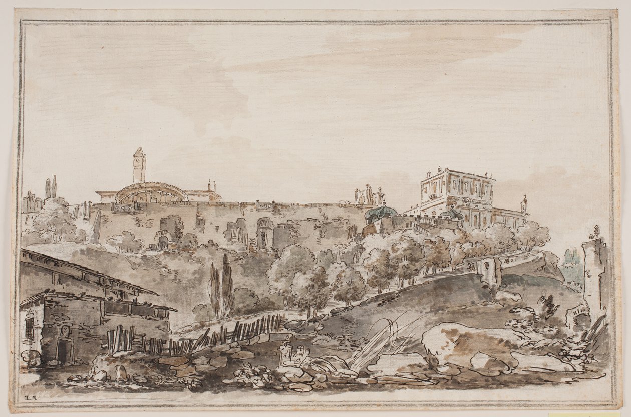 Veduta della città con palazzo e chiesa circondati da mura da Jens Petersen Lund