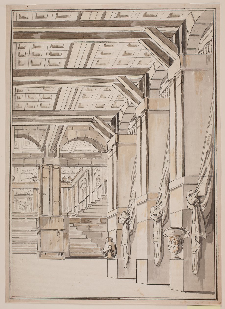 Un atrio con scala sullo sfondo da Jens Petersen Lund