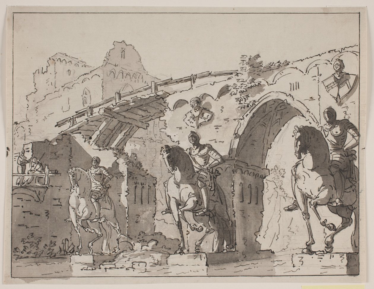 Ponte fantastico con statue equestri da Jens Petersen Lund