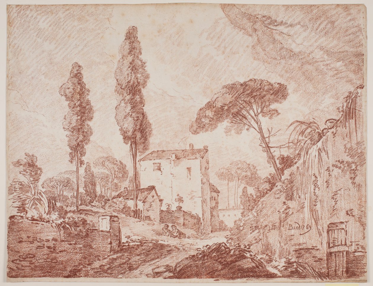 Paesaggio fantastico italiano con alberi e case da Jens Petersen Lund