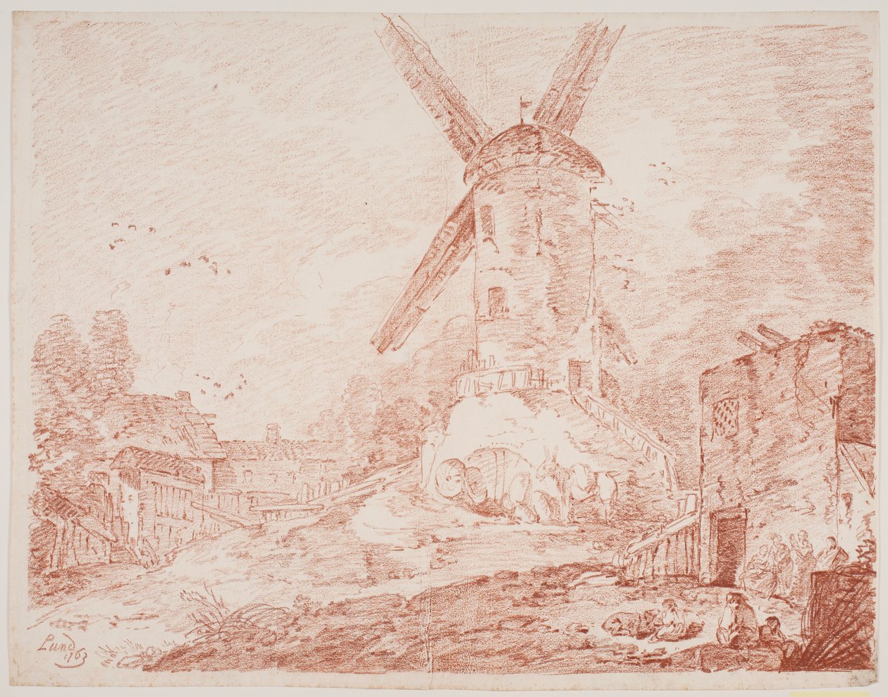 Paesaggio italiano con mulino a vento da Jens Petersen Lund