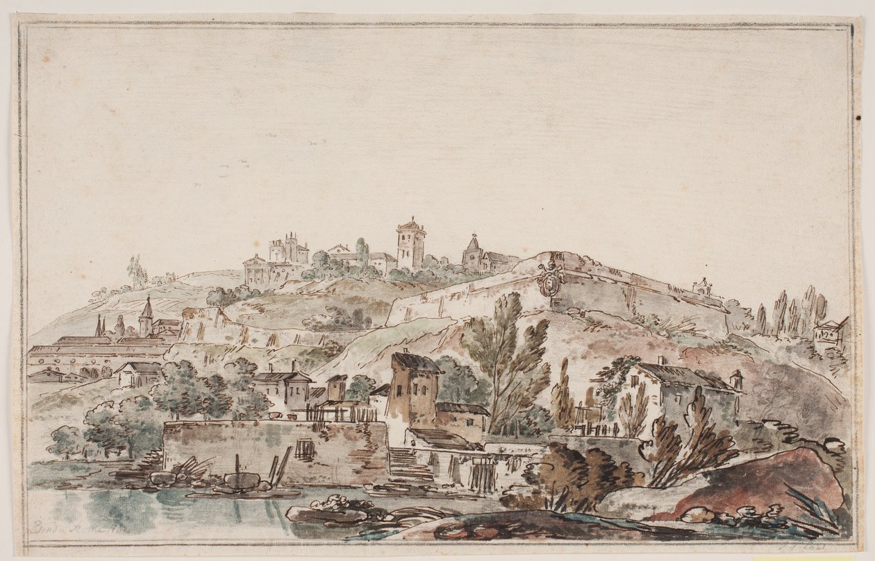 Prospetto romano con mura cittadine e chiese da Jens Petersen Lund