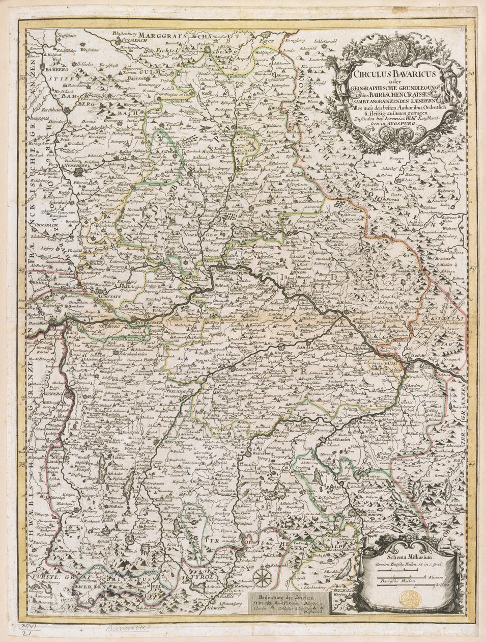 Mappa della Baviera, c.1695 da Jeremias Wolff