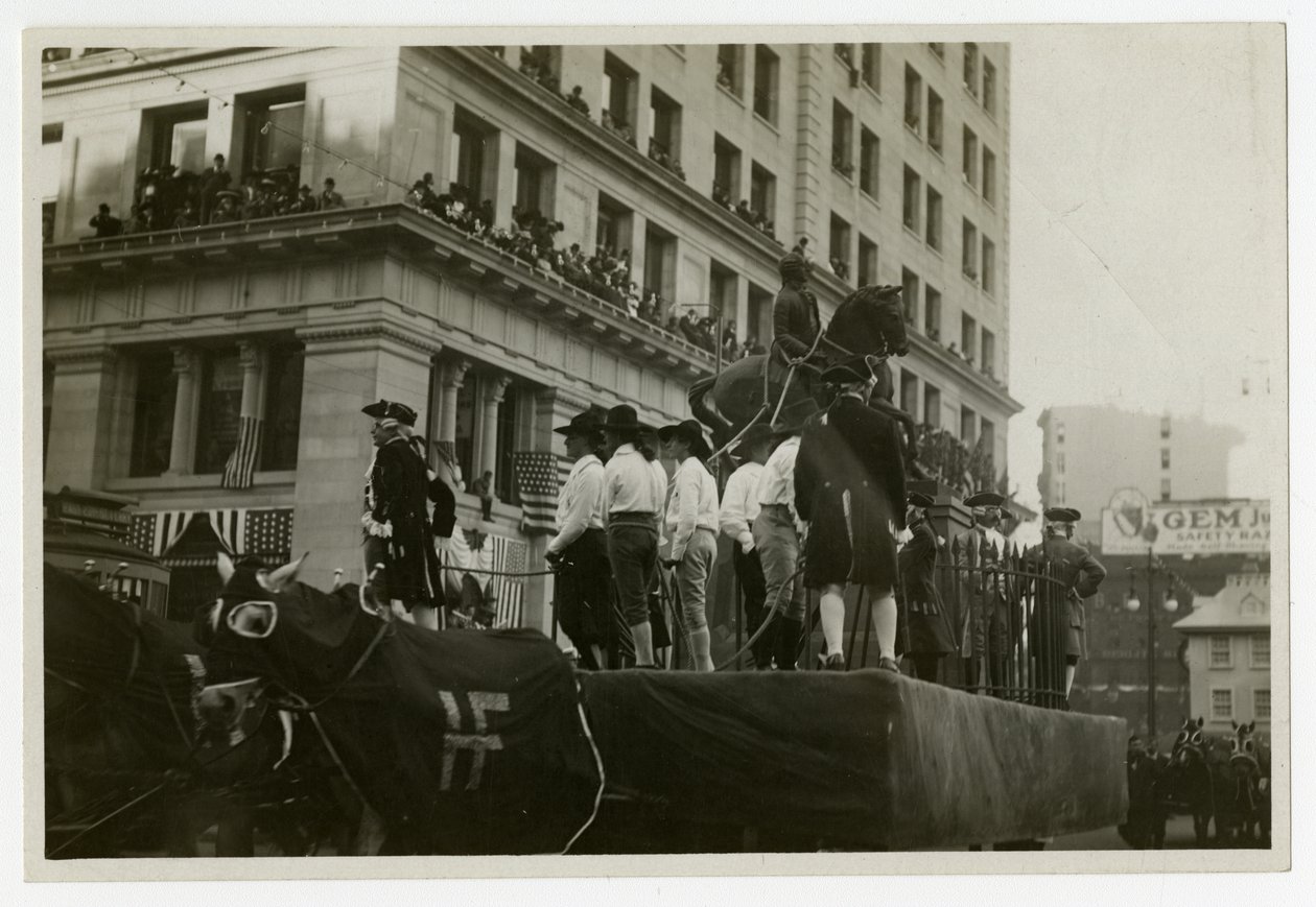 Carro allegorico storico n. 31, Distruzione della statua di Giorgio III da Jessie Tarbox Beals