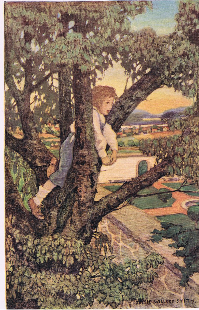 Un ragazzo su un albero, da 'A Child's Garden of Verses' di Robert ...